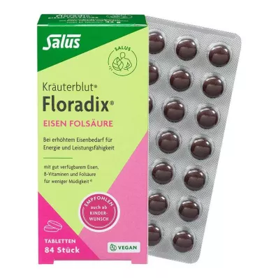 Tabletas de ácido fólico de hierro Floradix, 84 piezas