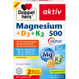 DOPPELHERZ Magnesio 500+D3+K2 Comprimidos Depot, 60 cápsulas