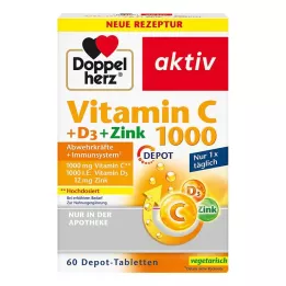 DOPPELHERZ Vitamina C 1000+D3+Zinc Comprimidos Depot, 60 Cápsulas