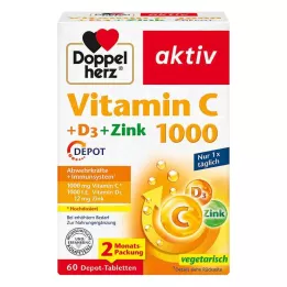 DOPPELHERZ Vitamina C 1000+D3+Zinc Comprimidos Depot, 60 Cápsulas