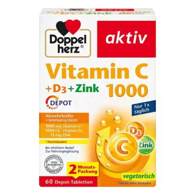 Doppelherz Vitamina C1000 + D3 + Zinc Depot tabletas (60 piezas)