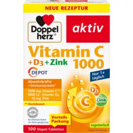 DOPPELHERZ Vitamina C 1000+D3+Zinc Comprimidos Depot, 100 uds