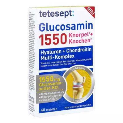 Tetesept Glucosamina 1550 comprimidos recubiertos con película (40 piezas) Tetesept Glucosamina 1550 comprimidos recubiertos con película (40 piezas)