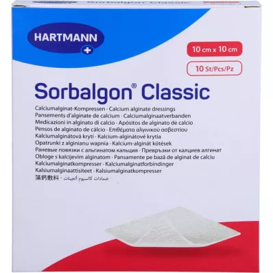 SORBALGON Compresa clásica de alginato cálcico de 10x10 cm, 10 uds