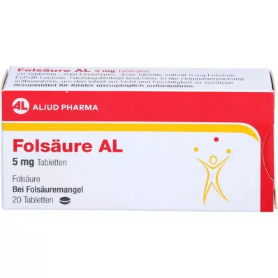 FOLSÄURE AL Comprimidos de 5 mg, 20 uds