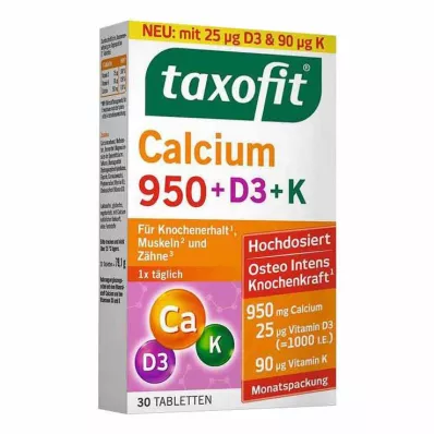 Taxofit Calcio 950 + D3 + K tabletas, 30 piezas