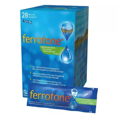 Ferrotone hierro natural más bolsa de manzana de vitamina C, 28x25 ml