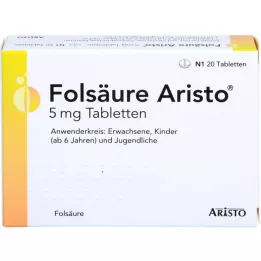FOLSÄURE ARISTO Comprimidos de 5 mg, 20 uds