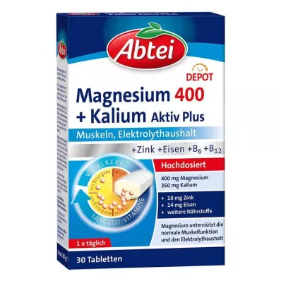 Abbey magnesio 400 + tabletas de potasio, 30 st