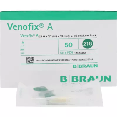 VENOFIX A Cinta de venopunción 21 G 0,8x19mm 30cm verde, 1 ud
