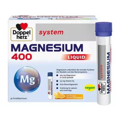 Ampolla para beber con sistema líquido Doppelherz Magnesium 400, 30 piezas
