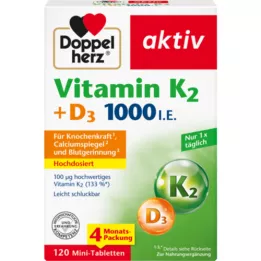 DOPPELHERZ Vitamina K2+D3 1000 U.I. comprimidos, 120 uds