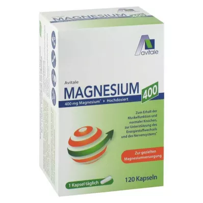 Magnesio 400 mg cápsulas, 120 piezas