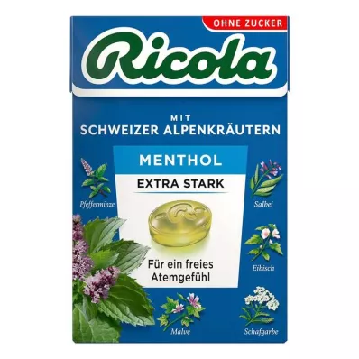 Ricola sin azúcar caja mentol caramelos extra fuertes, 50 g Ricola sin azúcar caja mentol caramelos extra fuertes, 50 g