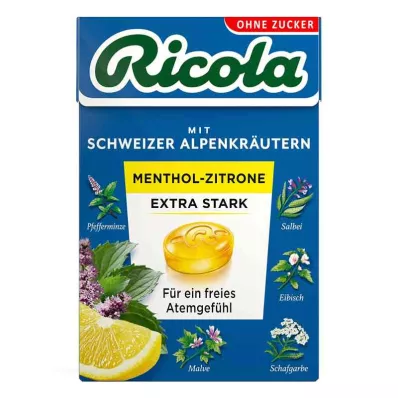 Ricola sin azúcar caja mentol limón caramelos extra fuertes (50 g) Ricola sin azúcar caja mentol limón caramelos extra fuertes (50 g)