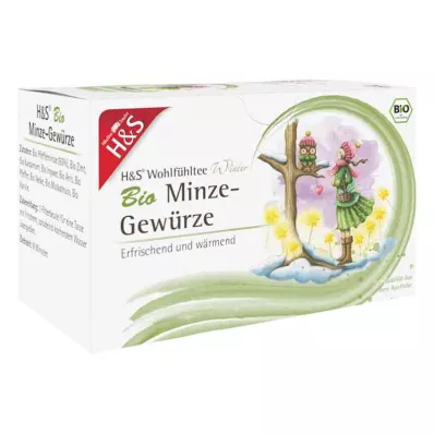 H&amp;S Bolsa filtrante de especias de menta orgánica para té de invierno (20x2,0 g)