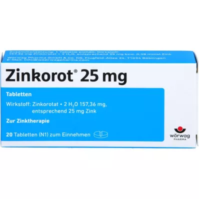 ZINKOROT 25 mg comprimidos, 20 uds