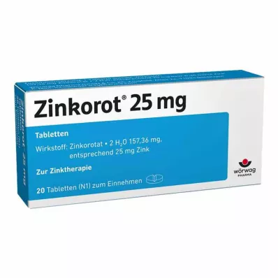 Zinkorot 25 mg tabletas de zinc de dosis alta, 20 piezas