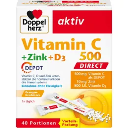 DOPPELHERZ Vitamina C 500+Zinc+D3 Depot DIRECT Pel., 40 uds