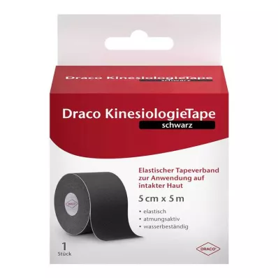Cinta de kinesiología Draco 5 cm x 5 m negra, 1 pieza