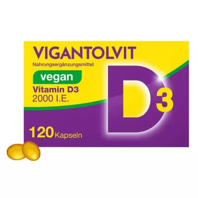 Vigantolvit 2000 UI vitamina D3 cápsulas blandas veganas, 120 piezas