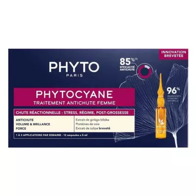 Tratamiento con fitocianina para mujeres con caída del cabello reaccionaria, 12X5 ml