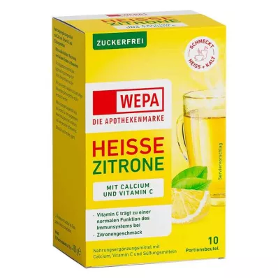Wepa limón caliente + vitamina C + calcio en polvo sin azúcar, 10X10 g