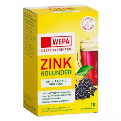 Wepa zinc saúco + vitamina C + zinc en polvo sin azúcar, 10x10 g