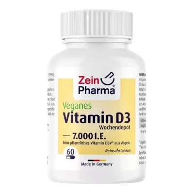VEGANE Vitamina D3 7000 U.I. Cápsulas de depósito semanal, 60 uds