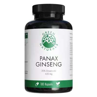 GREEN NATURALS Panax Ginseng cápsulas veganas de alta dosis, 180 uds