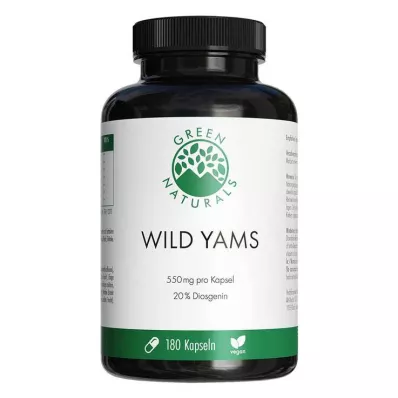 Cápsulas veganas de dosis alta Green Naturals Wild Yam, 180 piezas