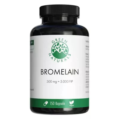 GREEN NATURALS Bromelina 500 mg vegana con 5000 FIP, 150 uds